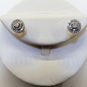 Diamond Sterling Minimalist Pierced Earrings Tiny Read Entire Description